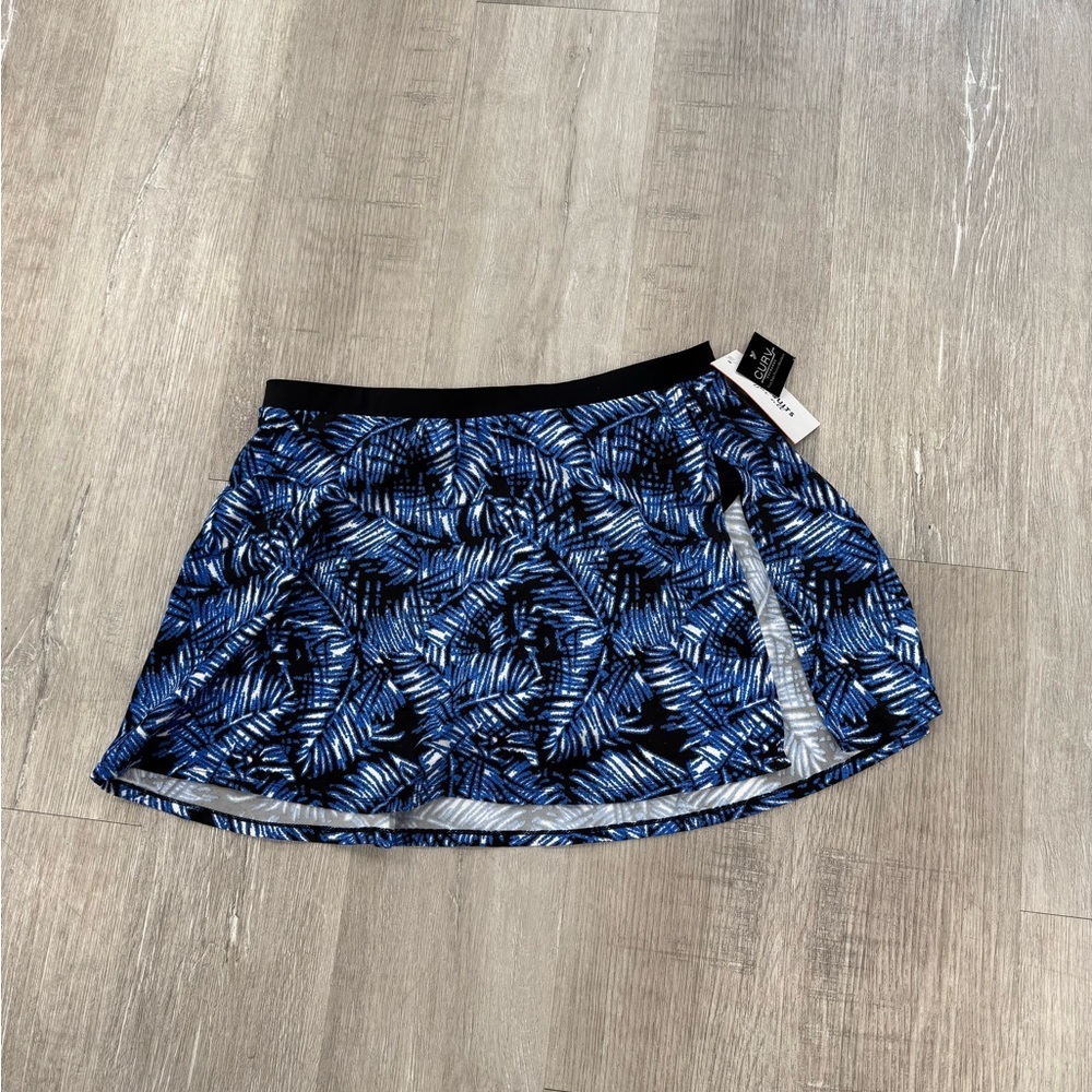 Swimsuits For All Blue Tropical Swim Skirt - New - Size 16